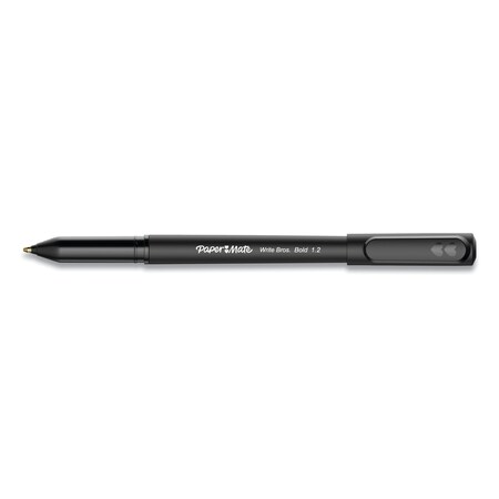 Paper Mate Write Bros. Ballpoint Pen, Stick, Bold 1.2 mm, Black Ink, Black Barrel, PK12 PK 2124520